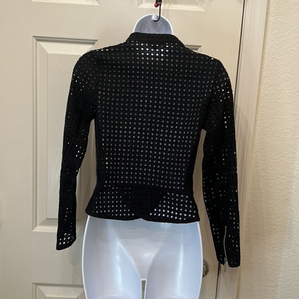 Bar 111 Size Small Moto Jacket Black Silver Hardware 💯% Cotton Slimming Peplum - Picture 5 of 10